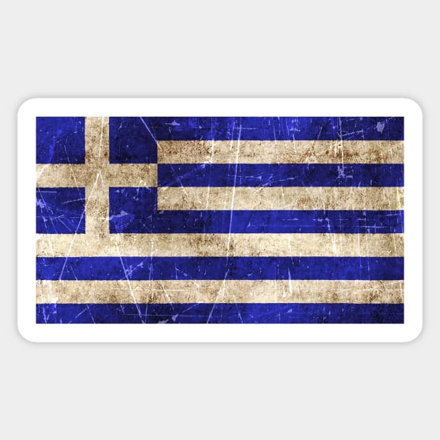 Vintage Aged and Scratched Greek Flag Sticker by jeffbartels